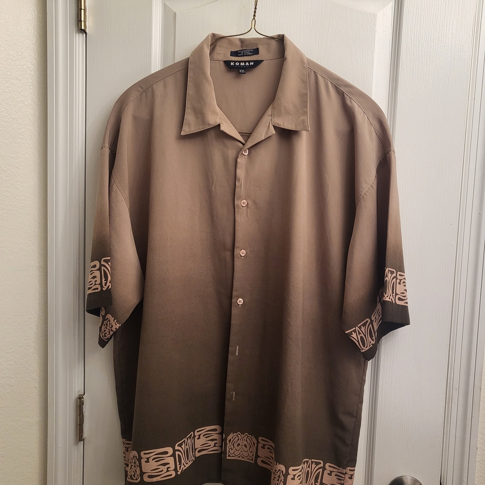Koman Men's Brown‎ Short Sleeve Shirt